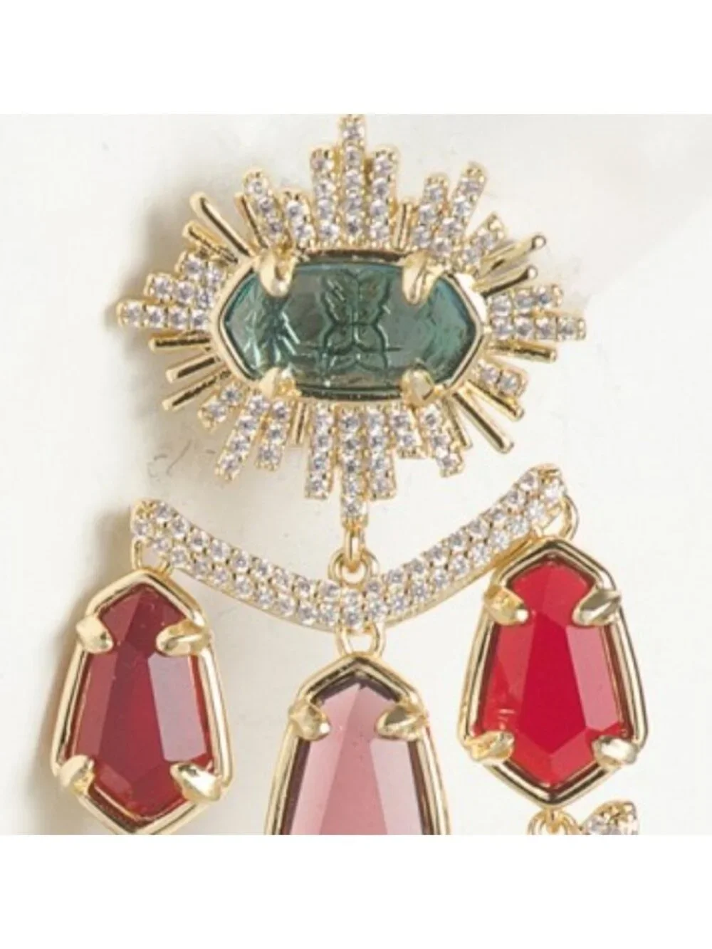 KENDRA SCOTT Gold Multi Alexandria Tiered Statement Earrings - Picture 3 of 4